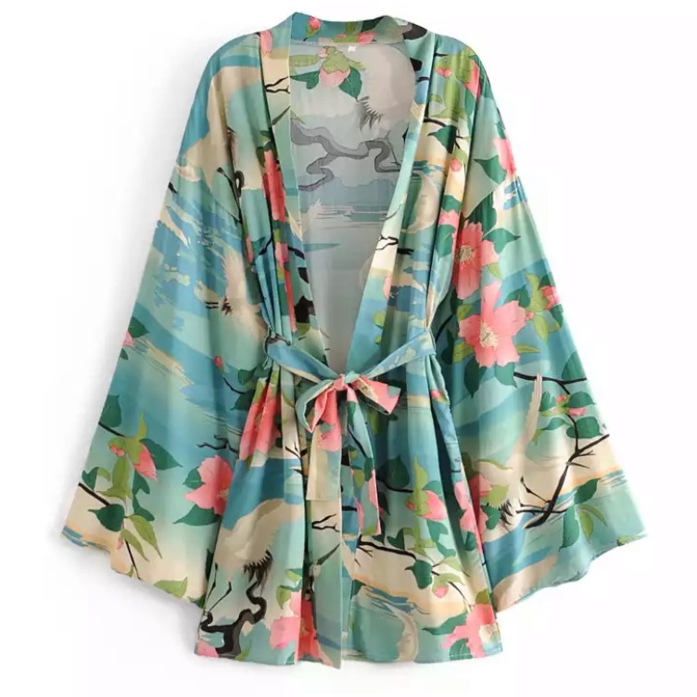 New Gorgeous Bohemian Mixed Print Kimono Robe Jacket - Picture 9 of 11